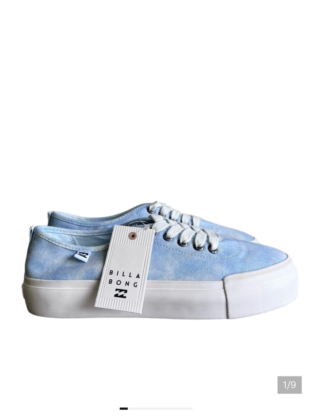 Billabong Women's Pale Blue Canvas Platform Lace-Up Sneakers